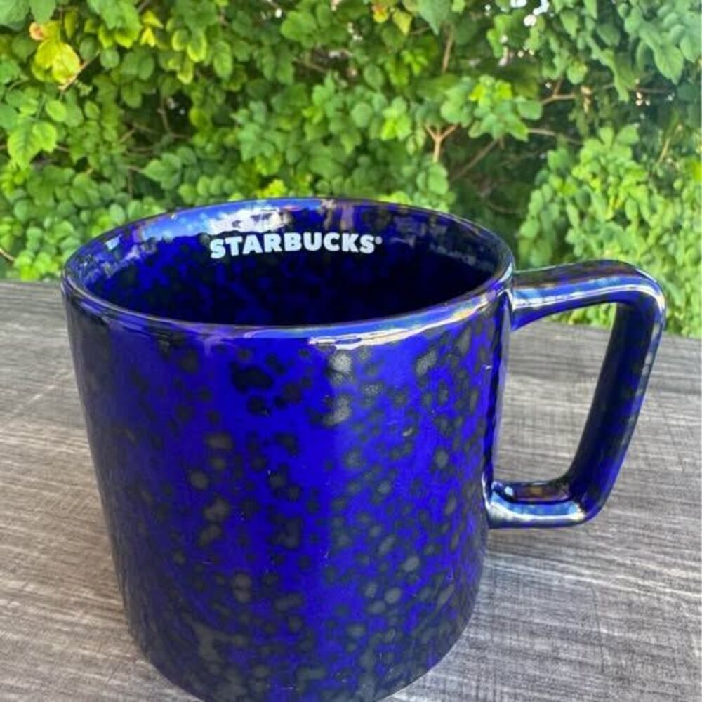 Starbucks Coffee Mug Radiant Cobalt Blue Metallic 2020 Speckled Ceramic